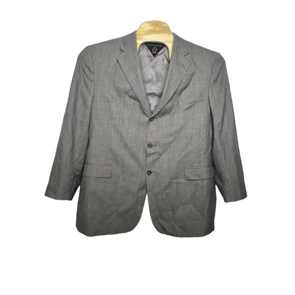 Tommy Hilfiger Blk/Cream Wool Blazer Sports Coat Jacket Casual Size 46 Regular‎